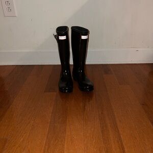Hunter Glossy Black Tall Boots